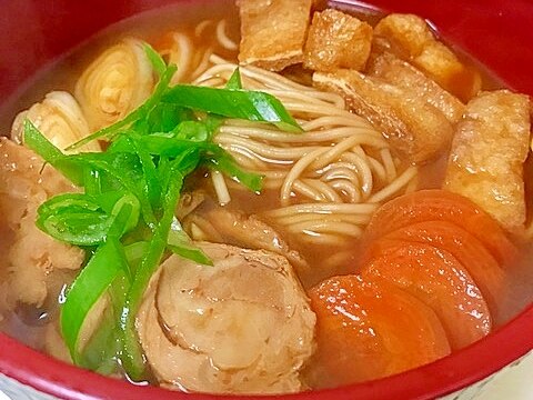 白石温麺で味噌煮